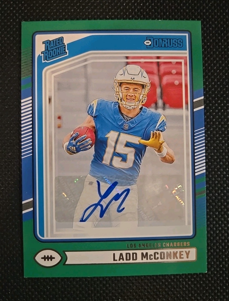 2024 Donruss Football LADD MCCONKEY Rated Rookie Auto Green RC #328 Chargers