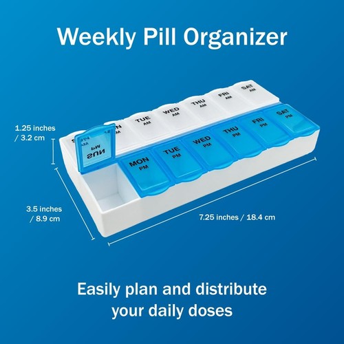 Weekly Pill Box Organizer 7 Day Medicine Storage Case 2 Times a Day Daily AM PM - Bild 2 von 6