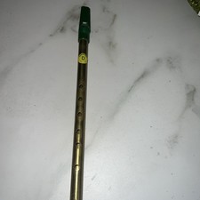 Soodlums Mello D Tin Whistle Key of D, Brass Body, Irish With Book Green Gold