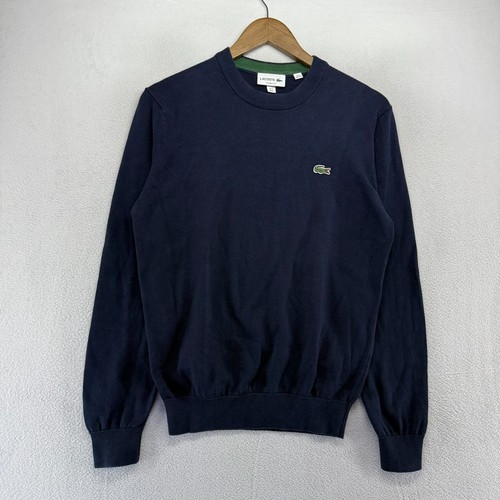 Lacoste Sweater men's Small Blue Navy Knit Preppy Pullover Crewneck Preppy Logo