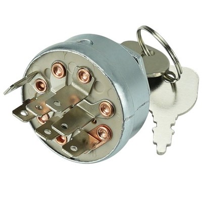 7 Terminal 4 Position Ignition Starter Switch with 2 Keys for Riding Lawn Mower