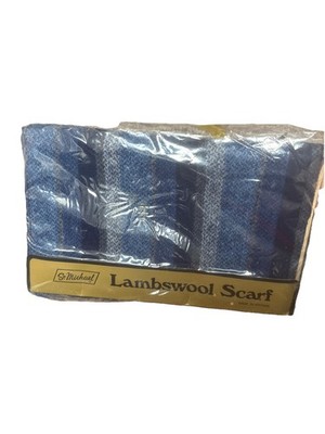 Vintage St Michael s M&S Lambswool Scarf Made In England Blau Gestreift Unisex