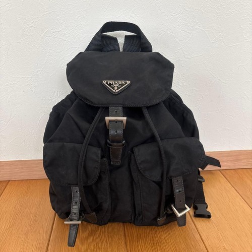 PRADA Nylon Backpack Black Women's Designer Travel Bag Authentic