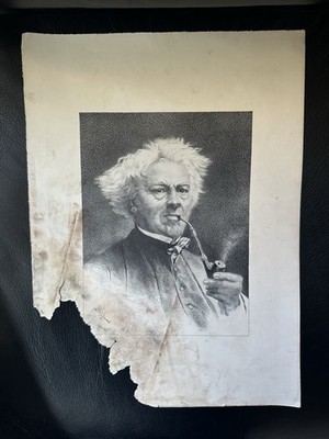 Antikes graviertes Portrait Herr mit Pfeife signiert A. W. Gast um 19. Jahrhundert