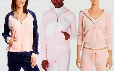 NEU JUICY COUTURE Damen Rosa Blau Velour Pullover Jacke Hose Training Anzug $650 - Bild 1 von 4