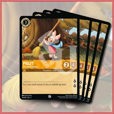 piglet lorcana card Disney Lorcana TCG: PIGLET Very Small Animal x4 | Rise of the Floodborn  Common