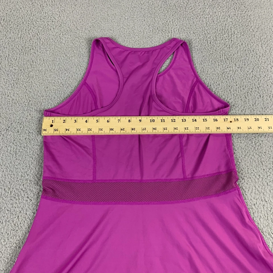 Camiseta sin mangas Lija para mujer grande púrpura nailon elástico cuello redondo correa espalda corredora golf Foto 4 de 4