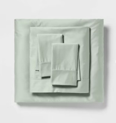 Solid Performance 400 Thread Count Sheet Set - Silver Green - Threshold - King