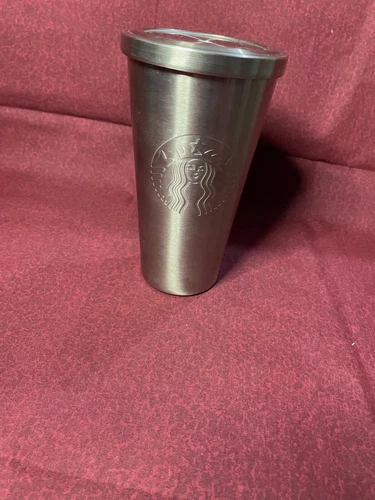 Starbucks Silver Metal Stainless Steel Tumbler Mermaid 16oz Straw Not Included