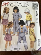 Vintage 1989 McCalls #4137 Sewing Patterns/ Girls Size 2