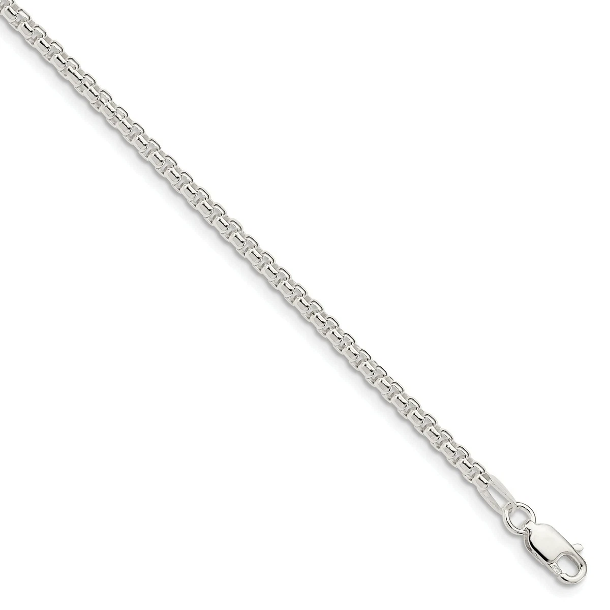 Sterling Silver Solid Polished 2.6mm Round Box Chain w Lobster