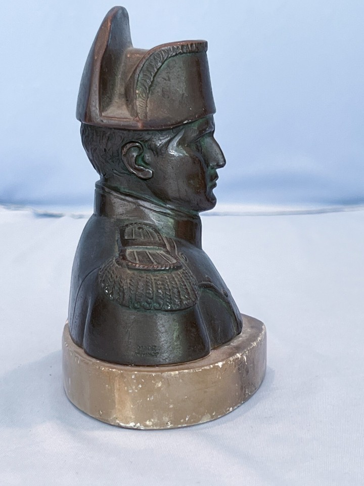 19th C Bronze Bust France Emperor Napoleon Bonaparte Waterloo Battle