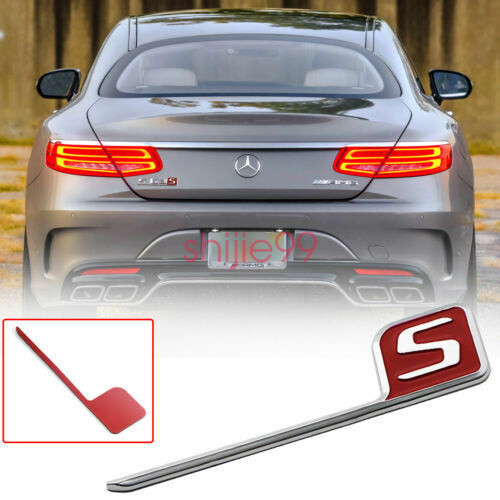 1PC Red Metal S Emblem Badge Sticker for Mercedes Benz AMG G63S GLE63S C63S GTS - Picture 1 of 9
