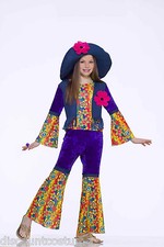 DELUXE HIPPIE GENERATION FLOWER CHILD GIRLS HALLOWEEN COSTUME SIZE SMALL 4-6