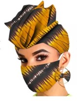 African Print  Ankara Mask and Headwrap set With Matching Earrings