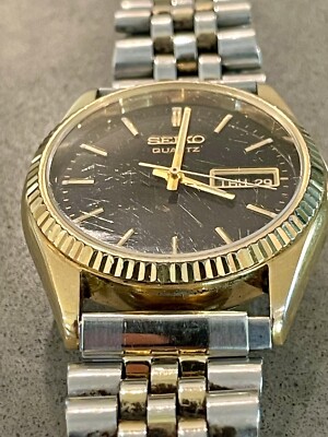 Seiko Men's Wrist Watch 7N33-6A20 Water Resistant Gold Tone New