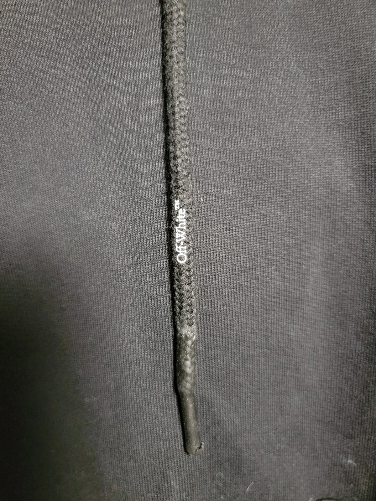 OFF WHITE Felpa con cappuccio pullover da uomo bianca nera bianca freccia con vernice spray taglia XL