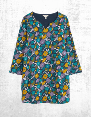 Ex Seasalt Women s ¾ Sleeve Jersey Top in Zora Bloom Martime