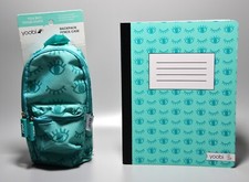 Yoobi Backpack Pencil Case And Composition Book Notebook Winky Eyes Aqua