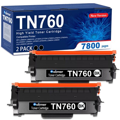 FADSOON  2x TN770 TN760 TN730 Toner For Brother MFC-L2750DW L2710DW With Chip