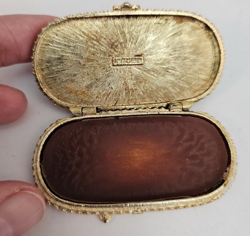 Estee Lauder Vintage Smalto Blu Tono Oro Ovale Ornato Profumo Compatto - Foto 7 di 10