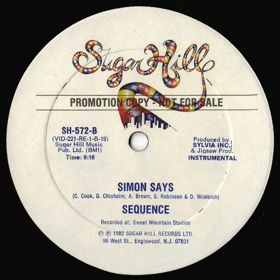 Sequence 12" PROMO Simon Says ELECTRO SOUL FUNK HEAR Sugar Hill NM