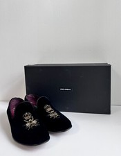 Dolce & Gabbana Loafers / Slippers Size 5 mens Black Velvet Bee logo