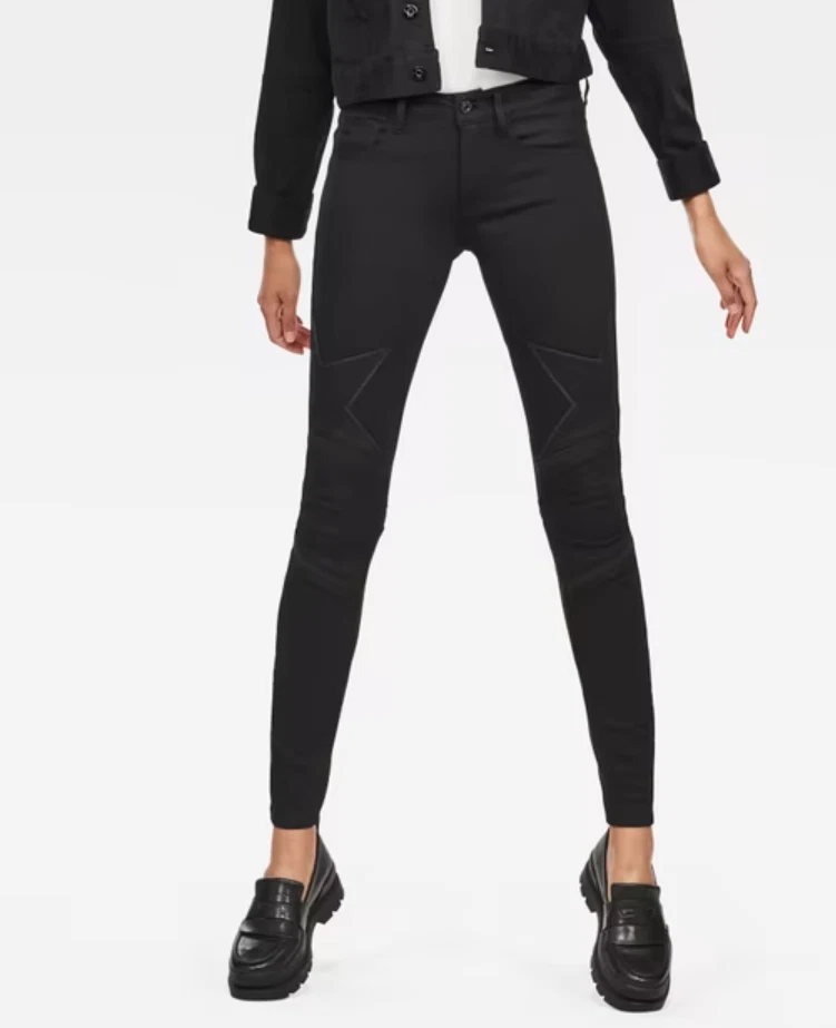 G STAR RAW Motac DC 3D Mid Skinny Moto Superstretch BLACK Women Jeans Size 26 30
