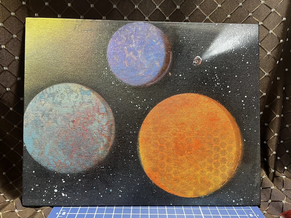 “Still Life With Comet” Original Space Painting Terry Rosler 11x14 Canvas. - Image 2 of 4