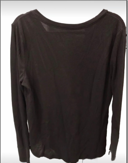 Time & Tru Black Basic Button V Cut Long Sleeve T… - image 2