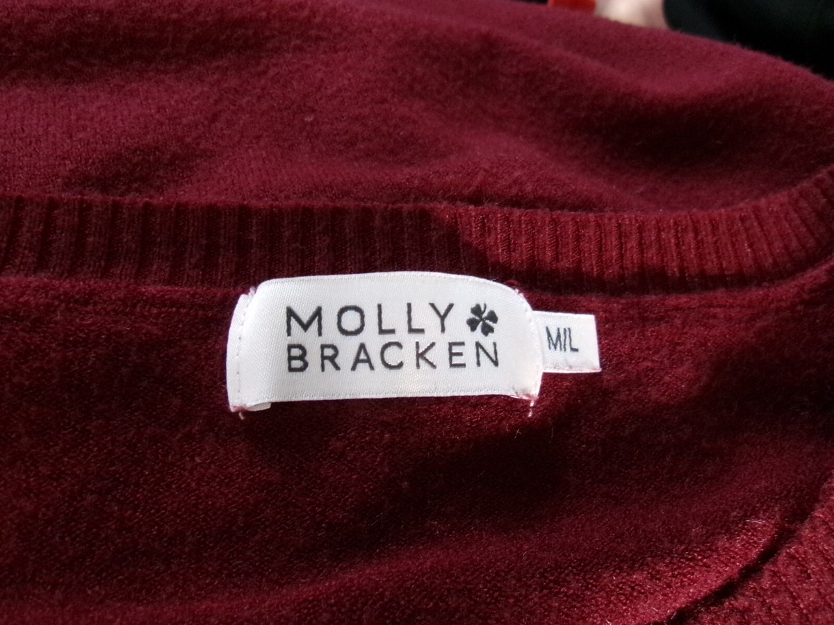 Pull Viscose Bordeaux Brodé Fleurs Molly Bracken Taille M/L 40/42 - Occasion Très Bon état | Pull Femme Doux Col Cheminée Manches Longues