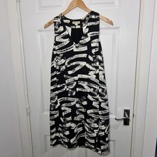 Whistles Dress UK 10 Black White Paint Strokes Sleeveless V Neck