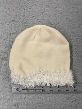 Toby Company Beanie Toque Youth 4-6x Knit Ivory Fur Trim Acrylic Nylon Lined