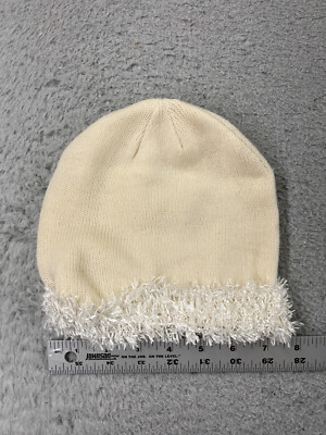 Toby & Company Beanie Toque Youth 4-6x Knit Ivory Fur Trim Acrylic Nylon Lined