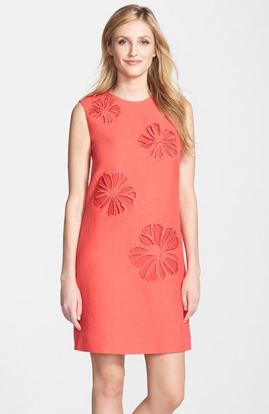 Robe Tahari Brodée Fleurs - Taille 4P Rouge Tomate - Neuf Avec étiquettes - Cocktail