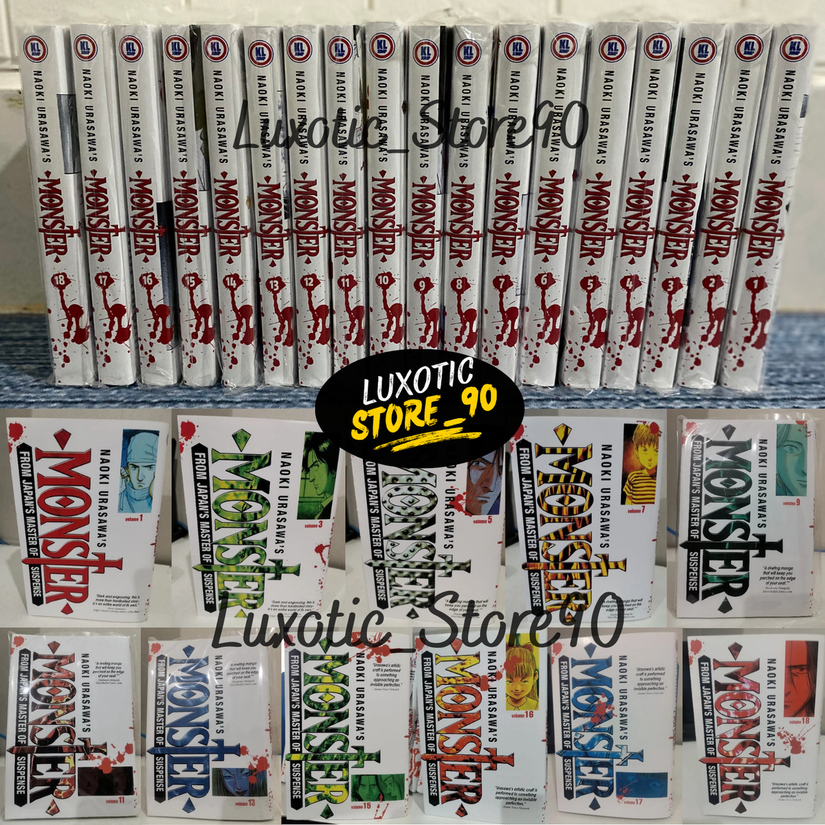 Monster Manga Volume 1-18 Complete Set by Naoki Urasawa English