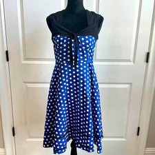 Retro Pinup Rockabilly Blue with White Polka-dot Swing Dress