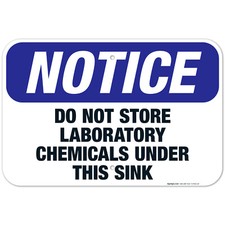 Do Not Store Laboratory Chemicals Under This Sink Sign, ANSI Notice Sign,
