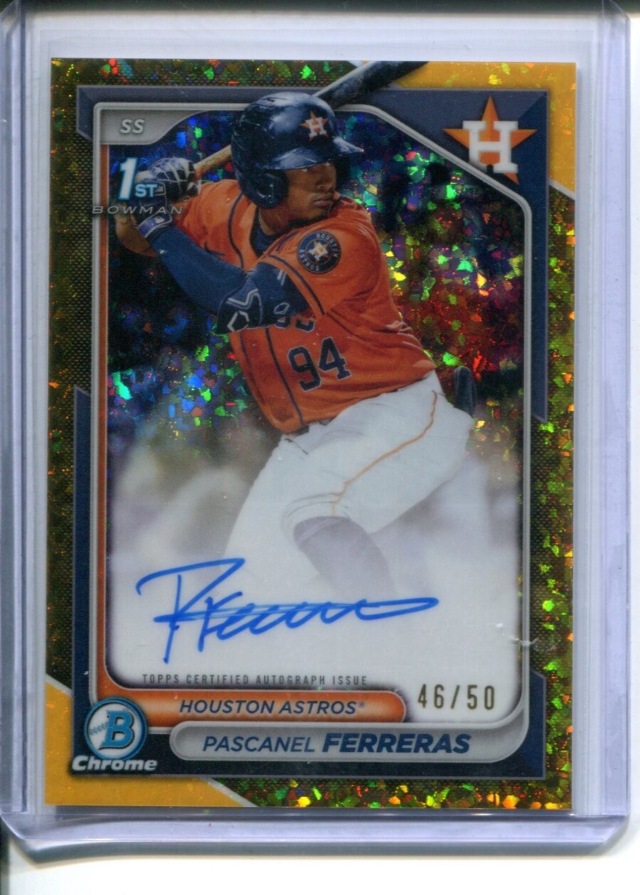 2024 Bowman Chrome Pascanel Ferreras 1st Prospect Gold Mini Diamond Auto /50