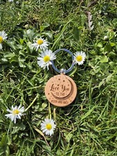 Natural Wooden Engraved I Love You To The Moon And Back Keyring - Round