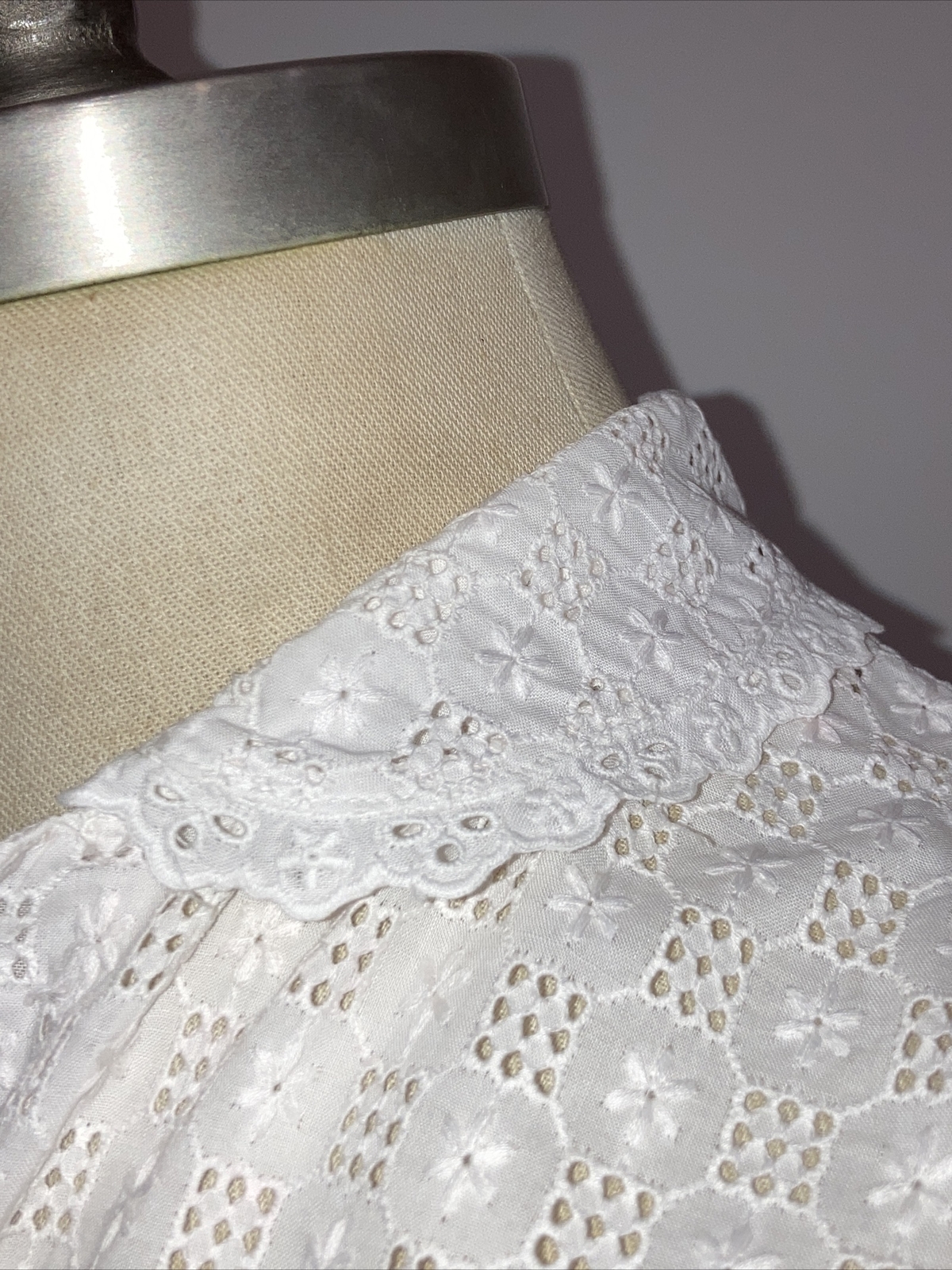 Rare Vintage St Michael 1950s White Cotton Cap Sleeve Lacey Blouse, 34" Bust 4
