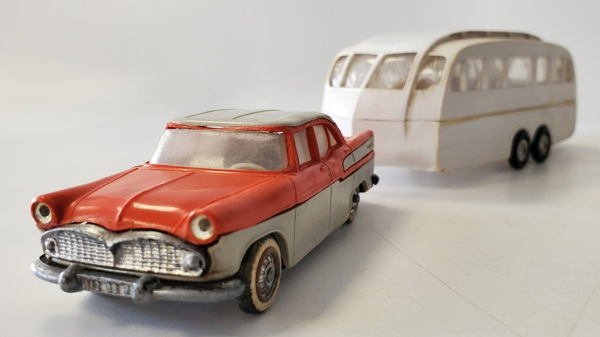 NOREV SIMCA VEDETTE CHAMBORD 1958 & CARAVANE HENON JAUNE & NOIR DIAMANT