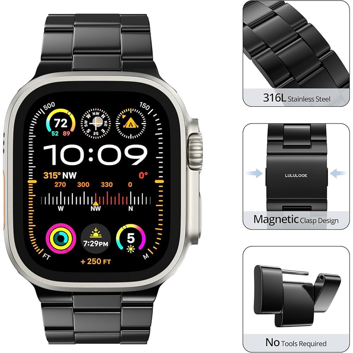 For Apple Watch Series 10/9/8/SE/Ultra Stainless Steel Watch Band