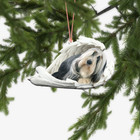 Bearded Collie Dog Sleeping Angel Car Ornament, Beardie Dog Angel Wings Ornament