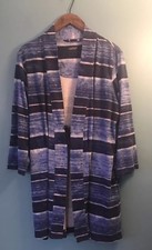 Lauren Ralph Lauren Women's Size Med Blue Striped Short Robe Sleepwear Vtg