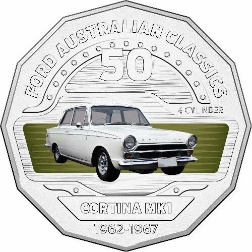 2017 Australia Ford 1965 Cortina MKI 50c Colored Coin and Stamp set - Picture 2 of 3