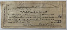 1914 WELLS FARGO & CO. EXPRESS CONSIGNEE'S RECEIPT MISSOURI TO WASHINGTON DC