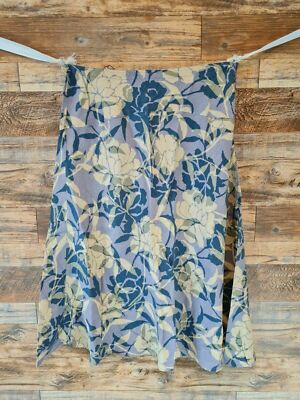 Monsoon Damen blau Blumendruck Leinenrock UK 12 30'' lang