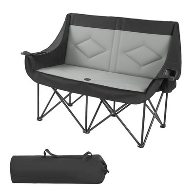 Uimoso Portable Double Folding Camping Chair for Two with Cup Holders, 660lbs