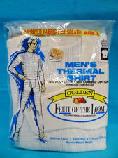 Thermal Long Sleeve Shirt,Golden Fruit Of The Loom,Mens Vtg Large-NEW IN PACKAGE